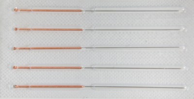 Corporal needles 0.25x25 mm (copper handle) (100 pcs)